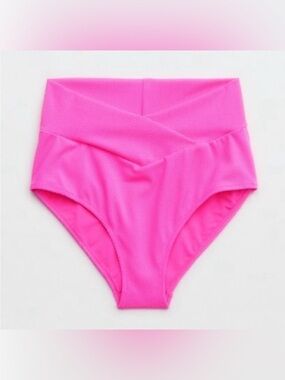 Aerie Shine Pique Crossover Full Coverage Bikini Bottoms